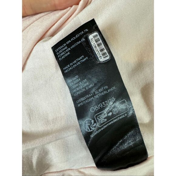 Anthropologie The Maya Ruched Cowl-Neck Mesh Midi Dress | Medium | Pink Floral P - Picture 8 of 10